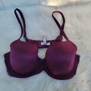 Victoria’s Secret Body By Victoria Lined Demi Bra Wine Lace trim 38C